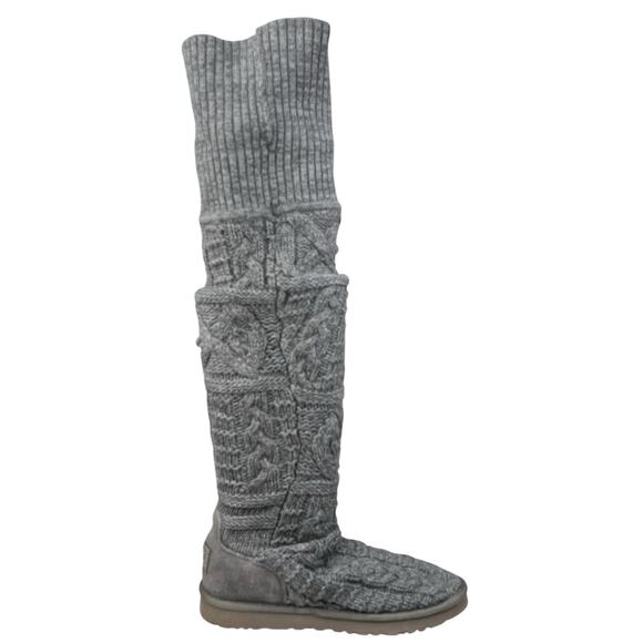 UGG Women’s Over The Knee Twisted Cable Grey Knit Boots Size US 10 - Picture 4 of 11